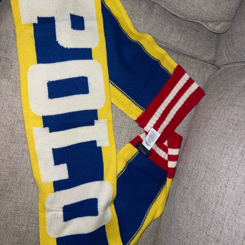 Polo by Ralph Lauren Blue, Yellow, and Red Scarf